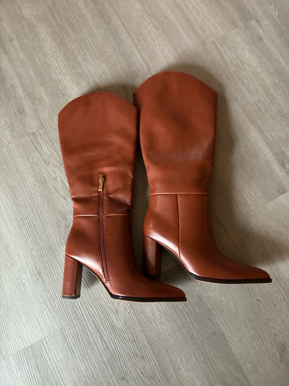 Women's Tall Brown Leather High-Heel Boots